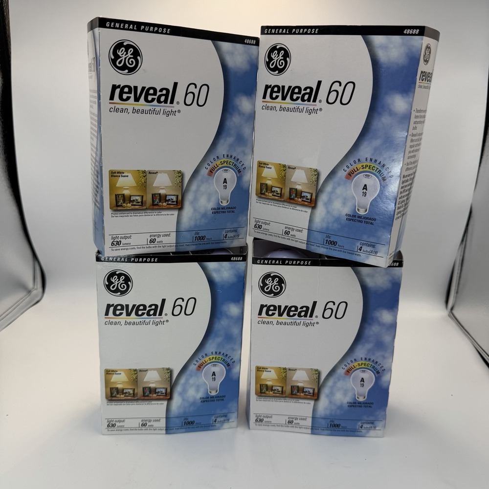 NEW GE Reveal 60 Watt Light Bulbs Pack Of 16 Bulbs